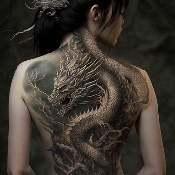 tatuaje de dragon en espalda y hombro